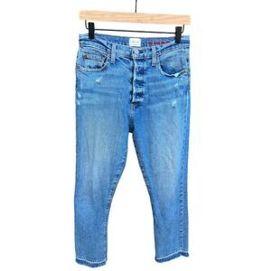 AO LA Alice + Olivia Los Angeles Women's Jeans Button Fly sz 28 with Raw‎ Hem